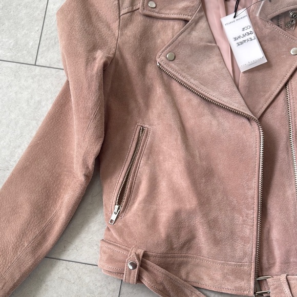 Women's Pink Suede Jacket - Picture 4 of 6